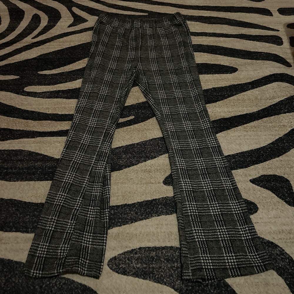 Brandy Melville Black and White Plaid Flare Pants